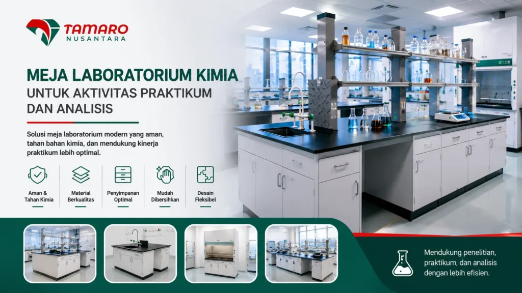 Meja laboratorium kimia modern dan aman