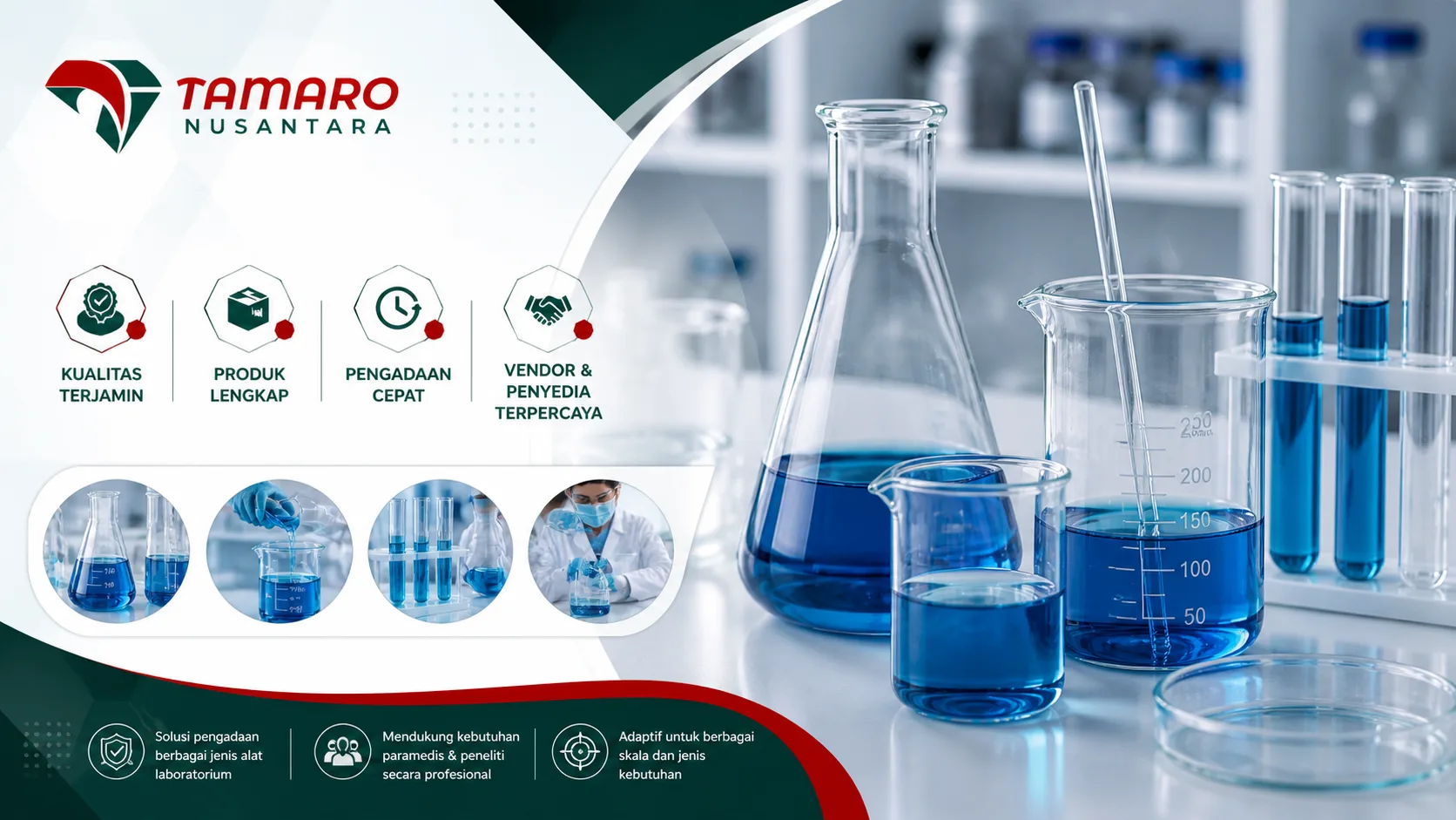 Pengadaan gelas non volumetric laboratorium berupa beaker, erlenmeyer, dan tabung reaksi untuk kebutuhan paramedis dan peneliti