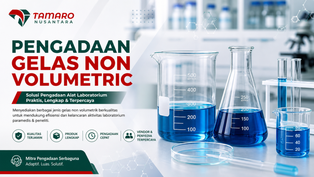 Pengadaan gelas non volumetric laboratorium seperti beaker, erlenmeyer, dan tabung reaksi untuk kebutuhan paramedis dan peneliti dengan vendor terpercaya CV Tamaro Nusantara
