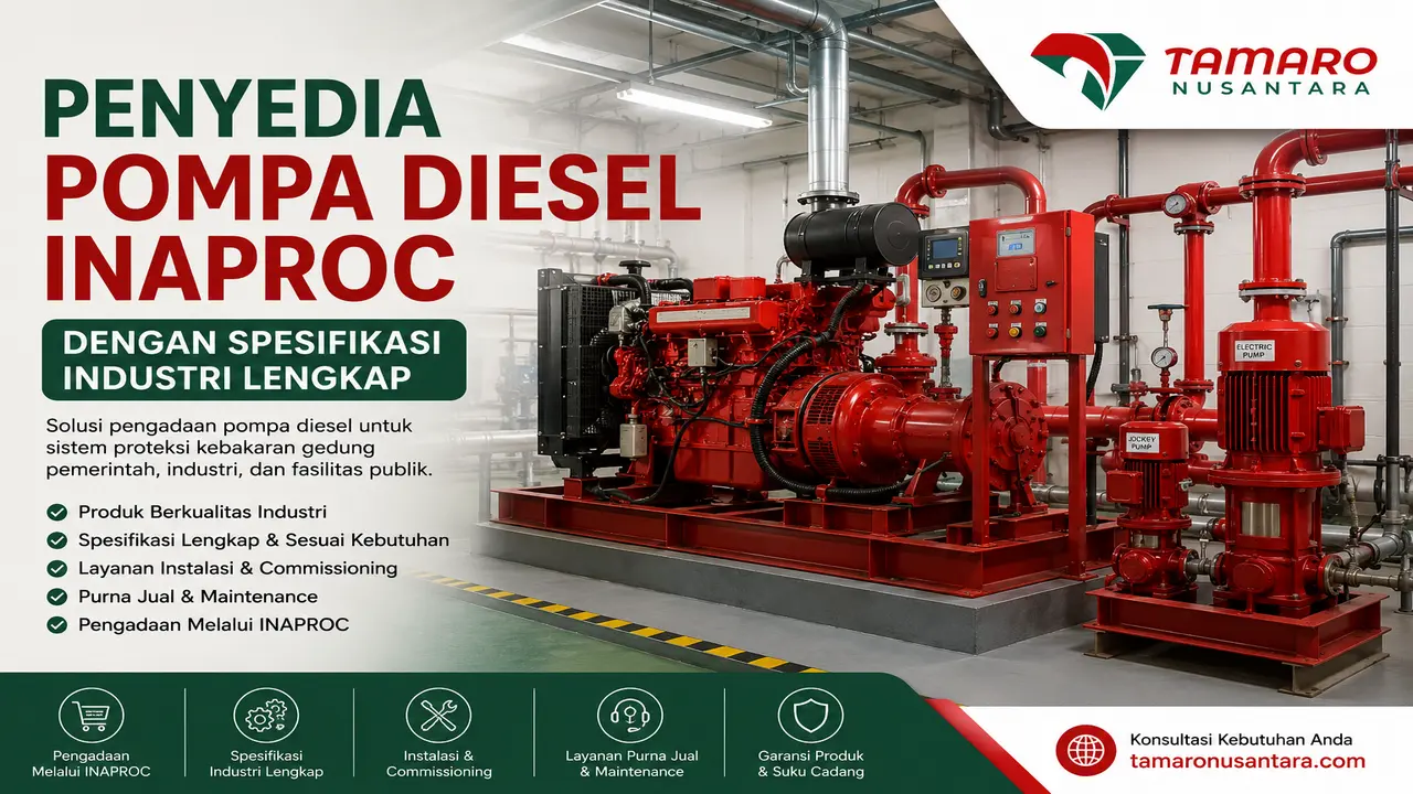 Penyedia Pompa Diesel Inaproc dengan spesifikasi industri lengkap untuk kebutuhan pengadaan pemerintah bersama Tamaro Nusantara.