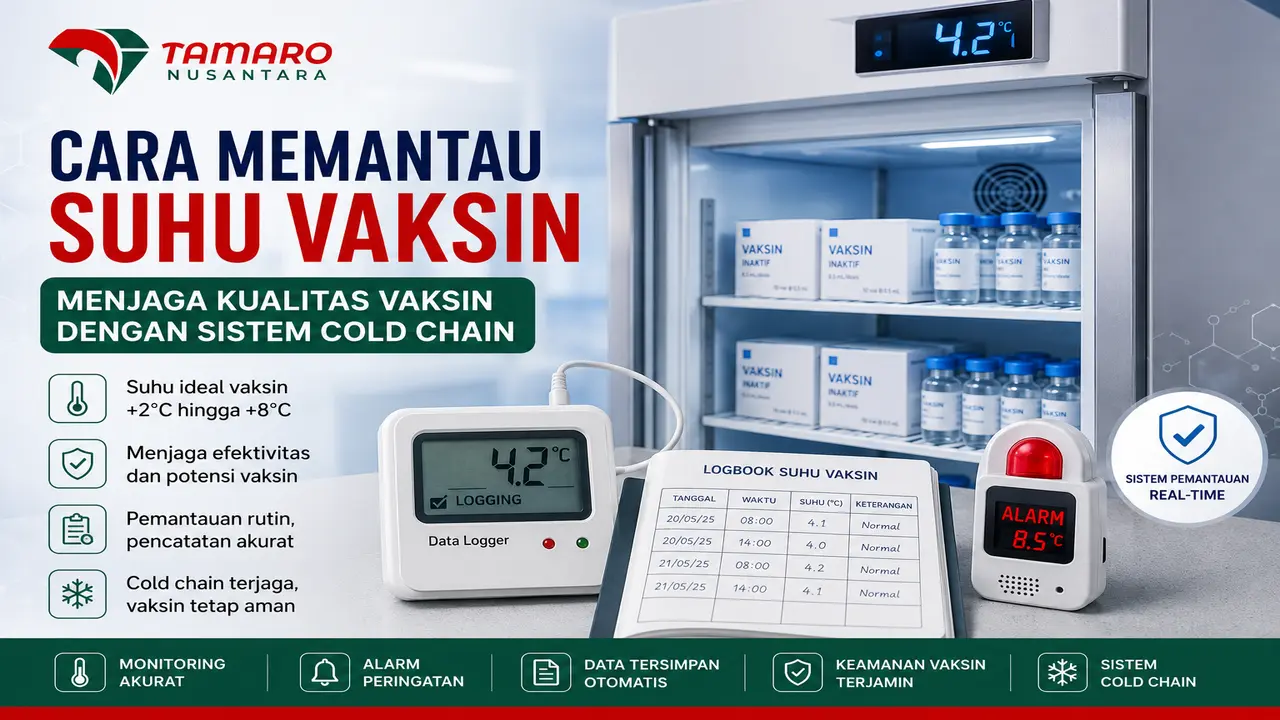 Cara memantau suhu vaksin menggunakan vaccine refrigerator dan data logger untuk menjaga kualitas vaksin sesuai standar cold chain.