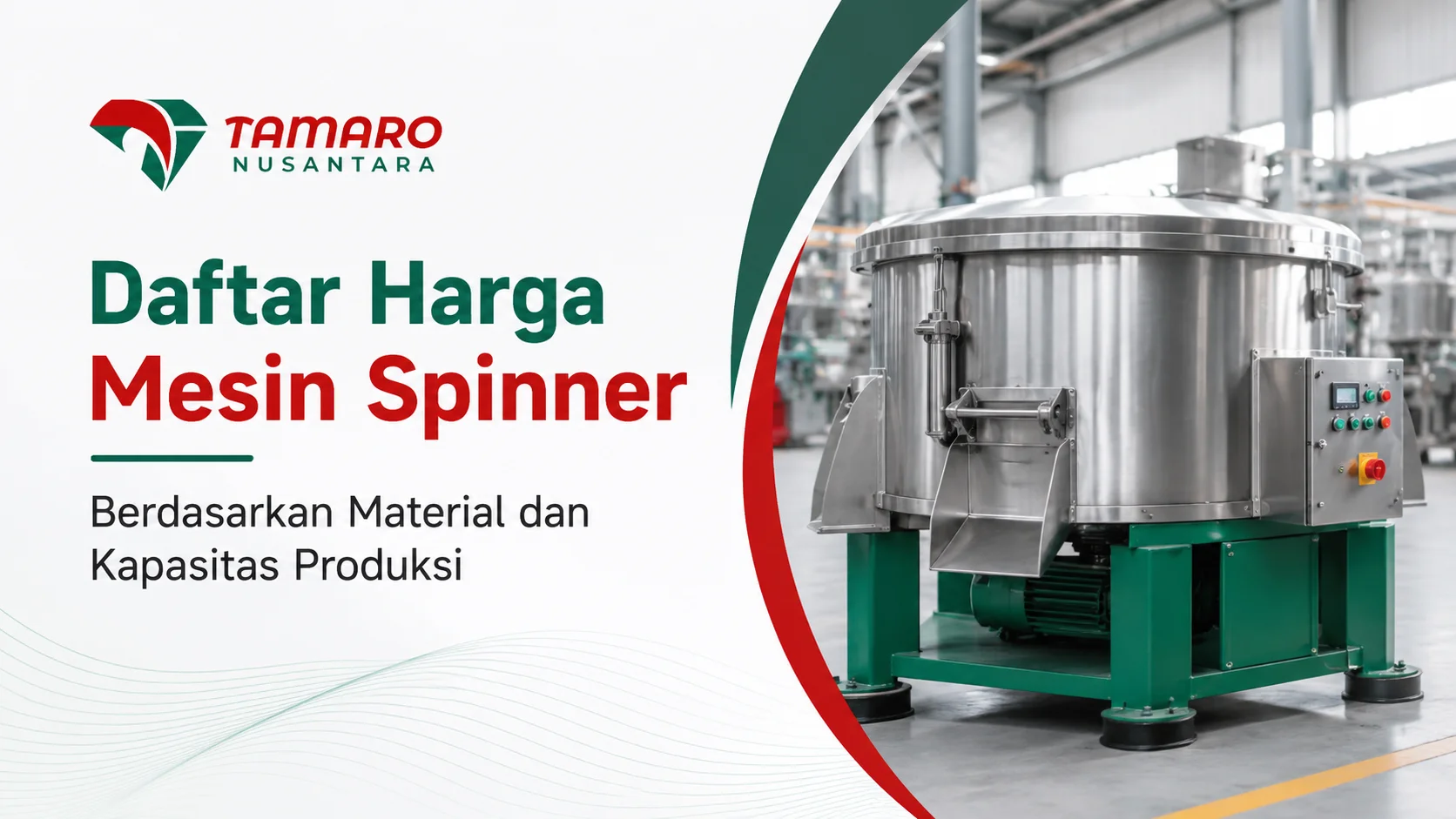 Ilustrasi Gambar Daftar harga mesin spinner berdasarkan material dan kapasitas produksi untuk kebutuhan industri pengolahan makanan.