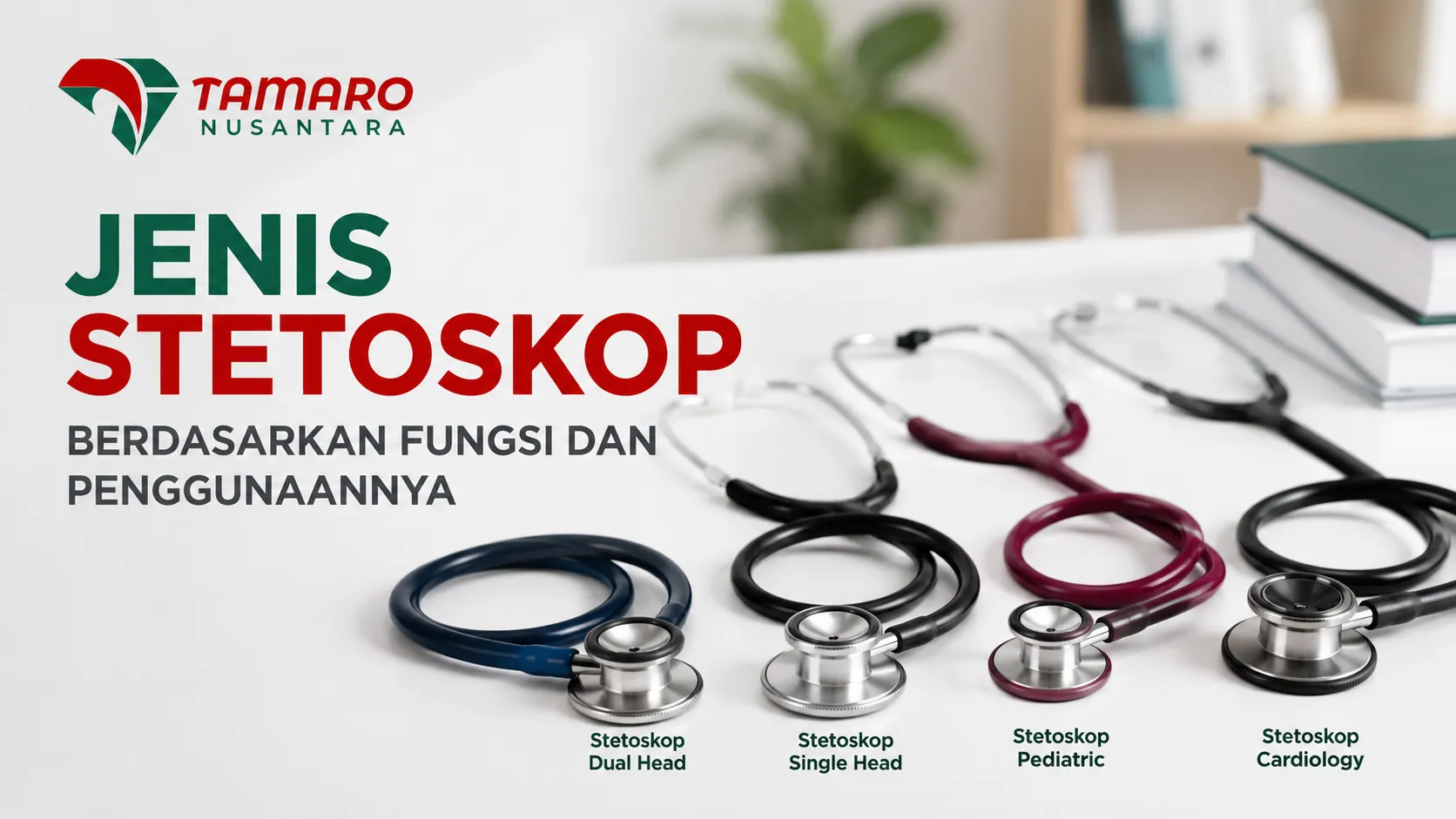 Jenis stetoskop medis untuk pasien dewasa, anak, dan kardiologi dalam bentuk infografis