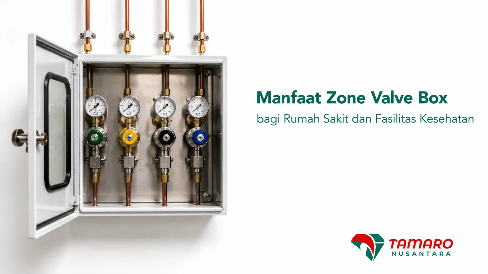 Zone valve box pada sistem gas medik untuk mendukung pengendalian distribusi gas medis di fasilitas kesehatan.
