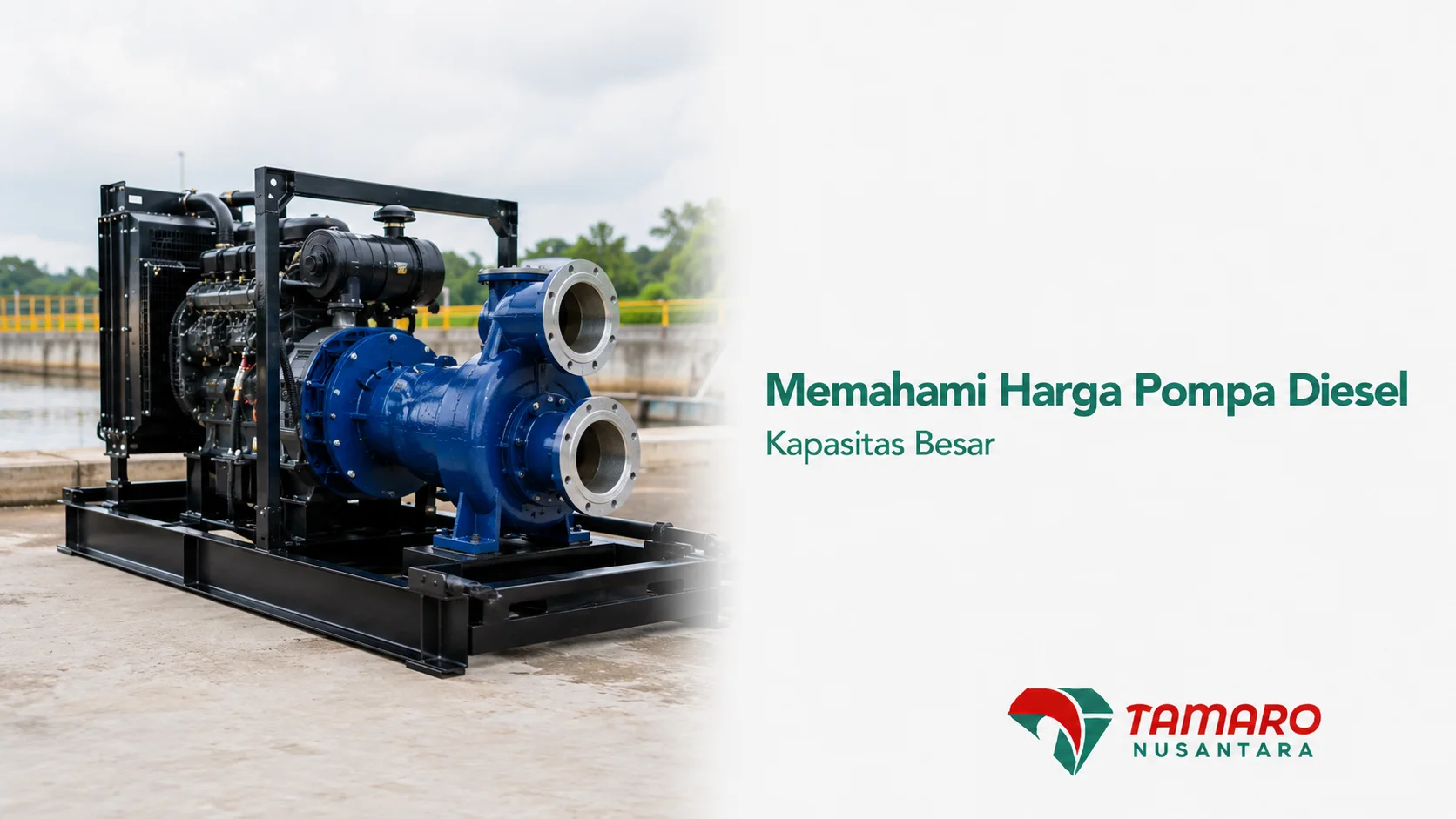 Pompa diesel kapasitas besar untuk kebutuhan industri dengan konstruksi kokoh dan performa tinggi dalam aplikasi pemompaan air berkapasitas besar.
