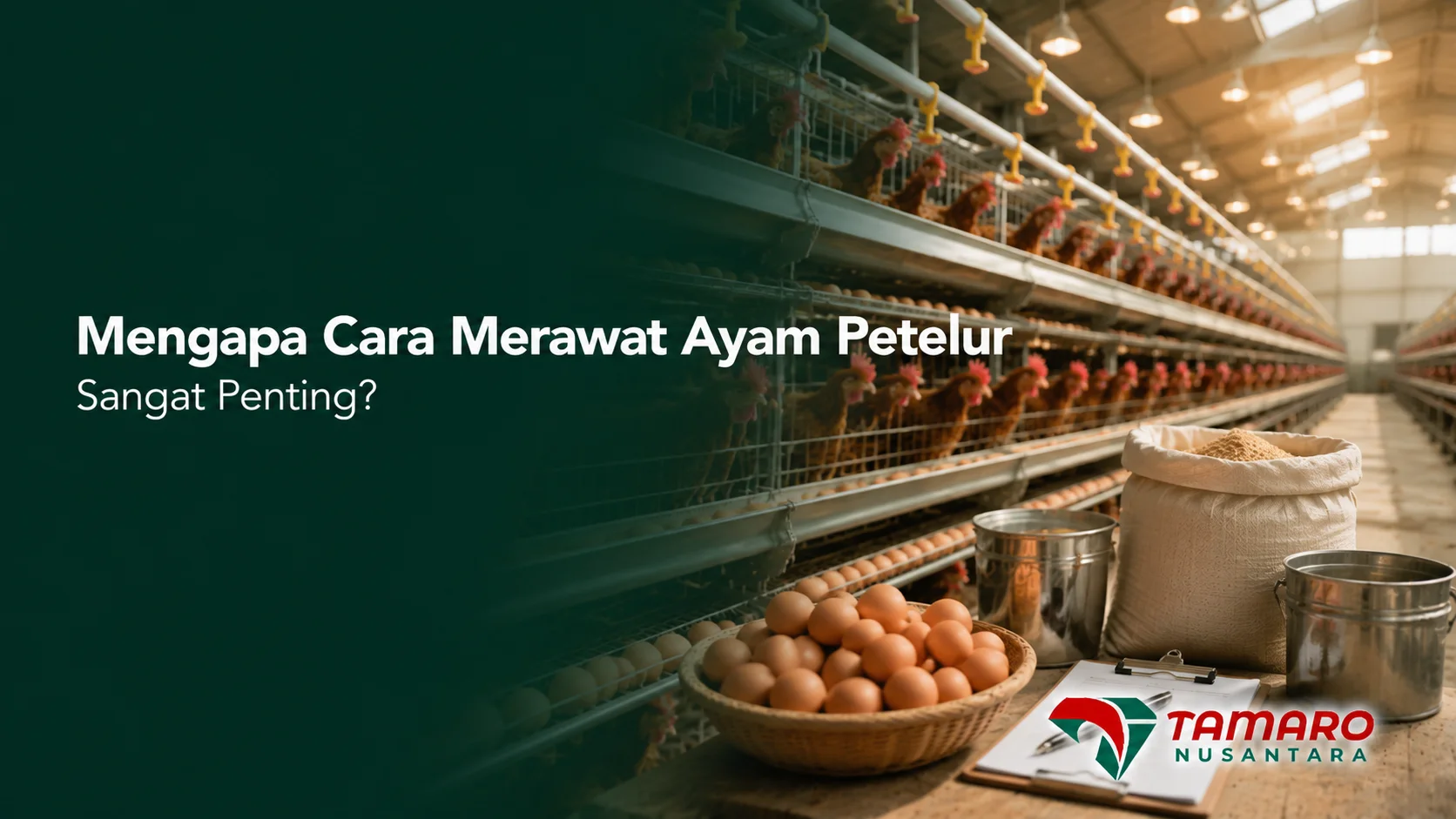 Kandang ayam petelur modern yang bersih dan tertata untuk mendukung perawatan ayam serta meningkatkan produktivitas telur.