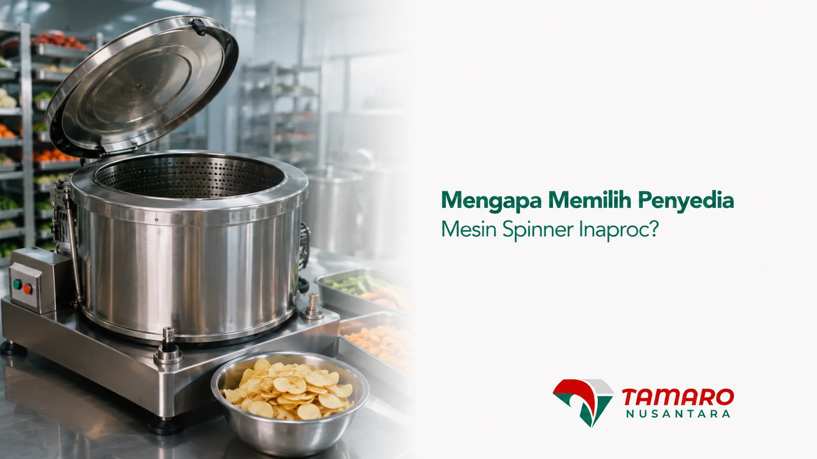 Mesin spinner stainless steel sebagai solusi peniris minyak untuk meningkatkan efisiensi produksi industri pangan.