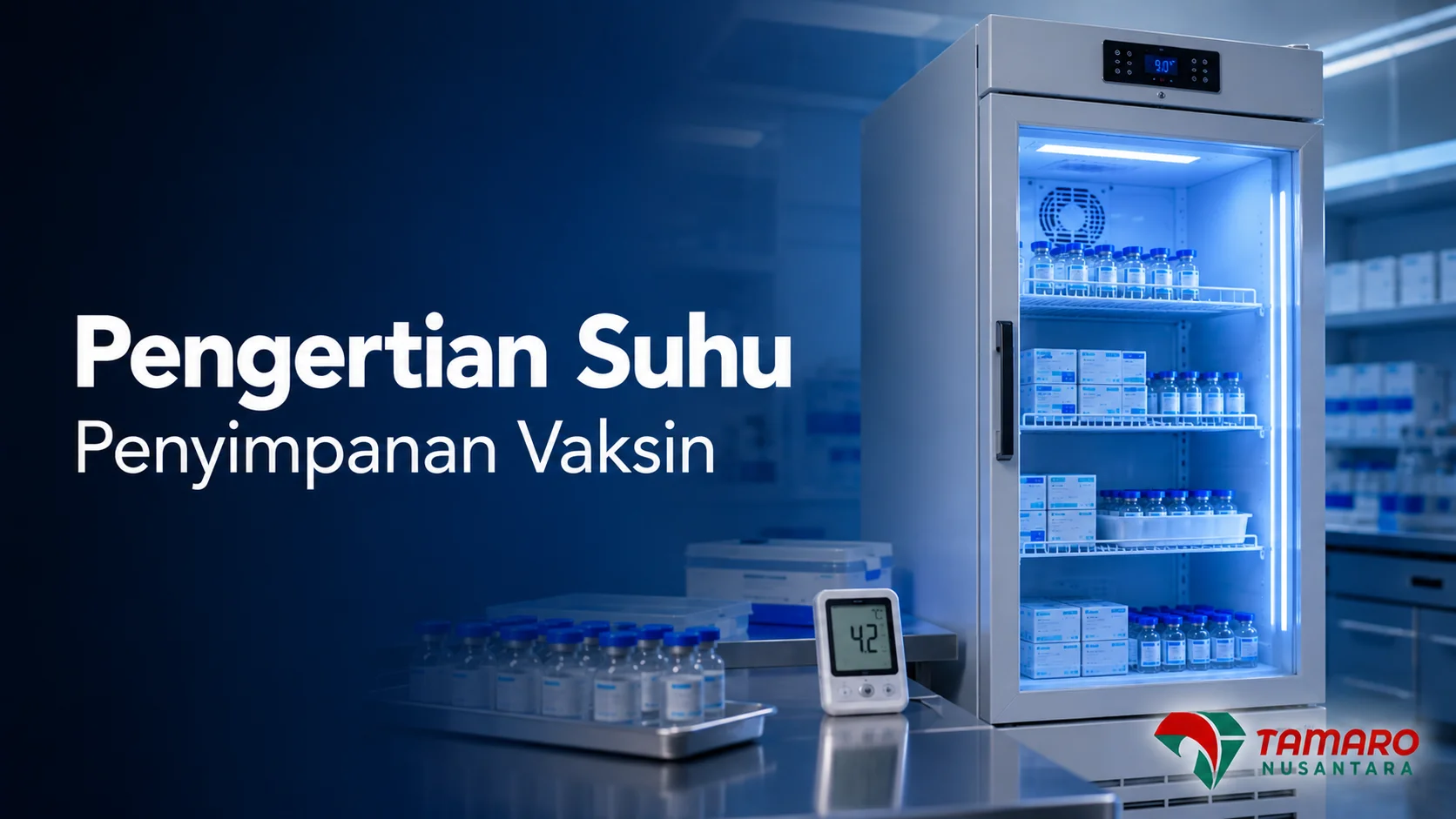 Vaccine refrigerator menjaga suhu penyimpanan vaksin tetap stabil sesuai standar cold chain untuk mempertahankan kualitas vaksin.