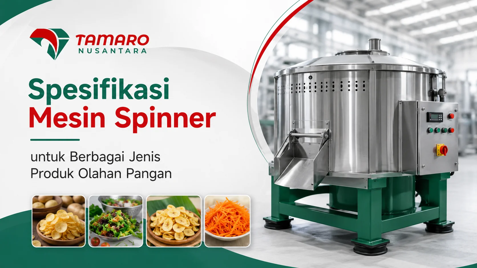 Ilustrasi Gambar Spesifikasi mesin spinner untuk berbagai jenis produk olahan pangan dengan pilihan kapasitas sesuai kebutuhan produksi.