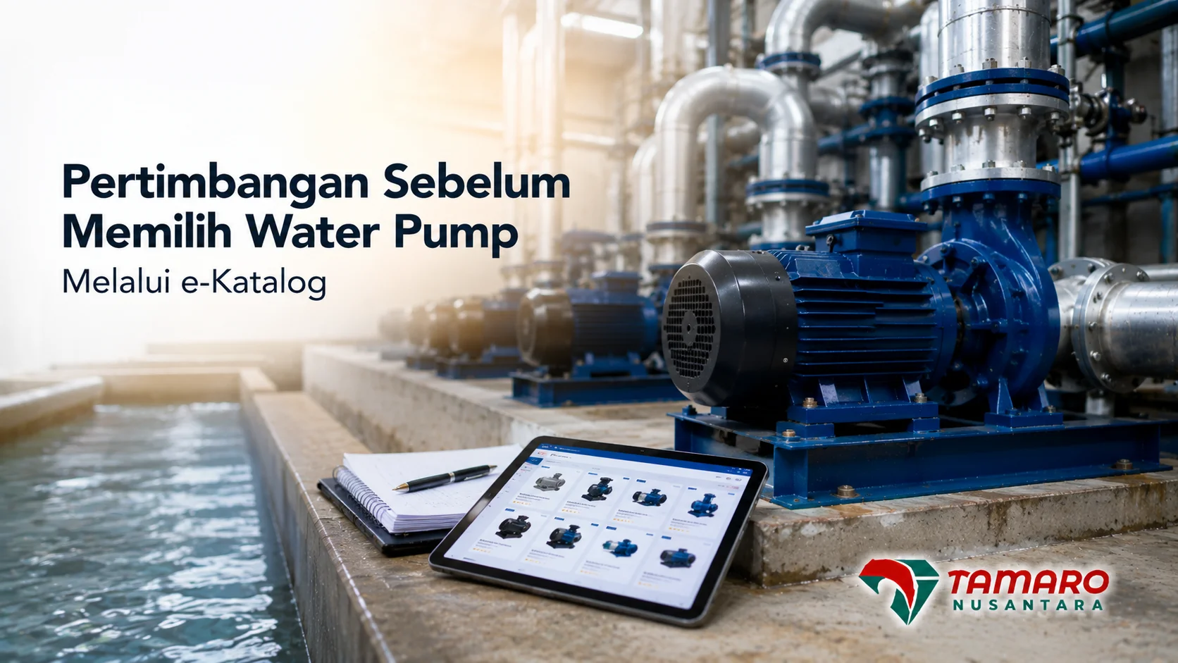 Water pump industri dan e-Katalog untuk mendukung proses pemilihan pompa sesuai kebutuhan.