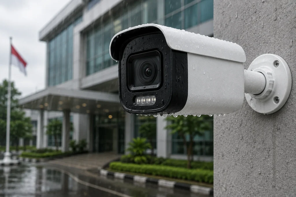 CCTV Hikvision Outdoor tahan cuaca untuk keamanan dan pengawasan area luar ruangan instansi.